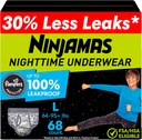 Ninjamas Garçons Mouillements de nuit Sous-vêtements de nuit, taille L Tir Ups pour garçons (64-95+ lbs), 68 Compte, Pantalons d'entraînement, Sous-vêtements de nuit Enfants, Ultra Absorbant, Hypoallergénique