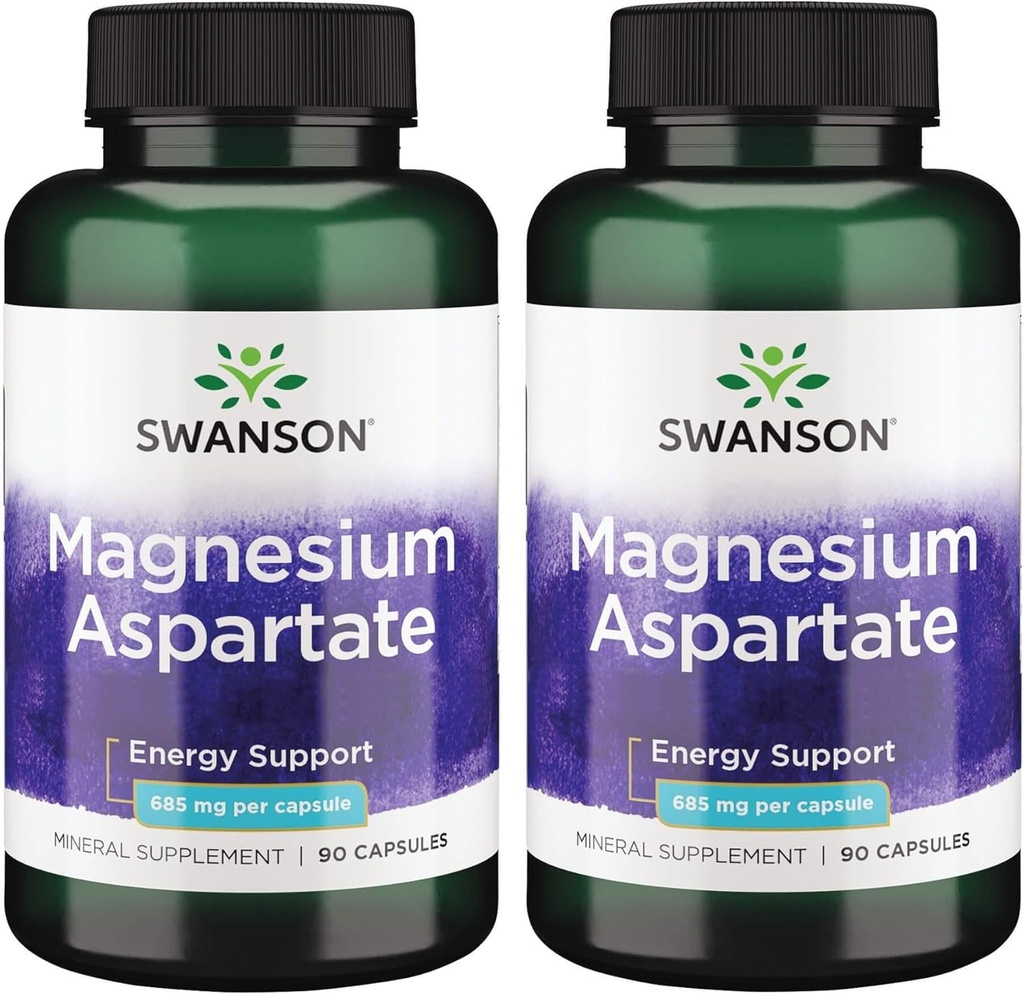 Swanson Magnesium Aspartate 685 mg 90 Caps (2 Pack)