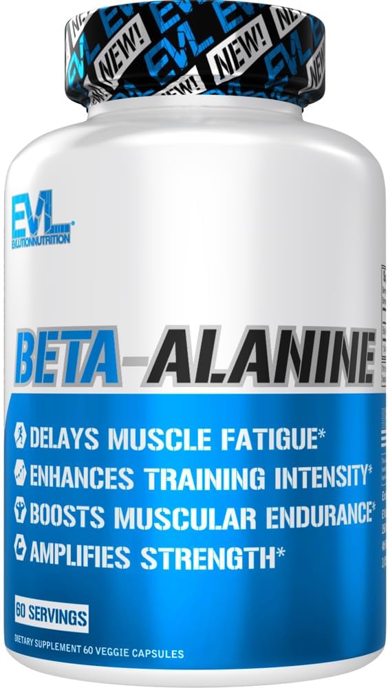 Evlution Nutrition Capsules Beta-Alanine - Améliore l'intensité de l'entraînement - Supplément Beta-Alanine 60 Comte pour les hommes et les femmes - Fatigue musculaire retardée, endurance boost, amplifier la force