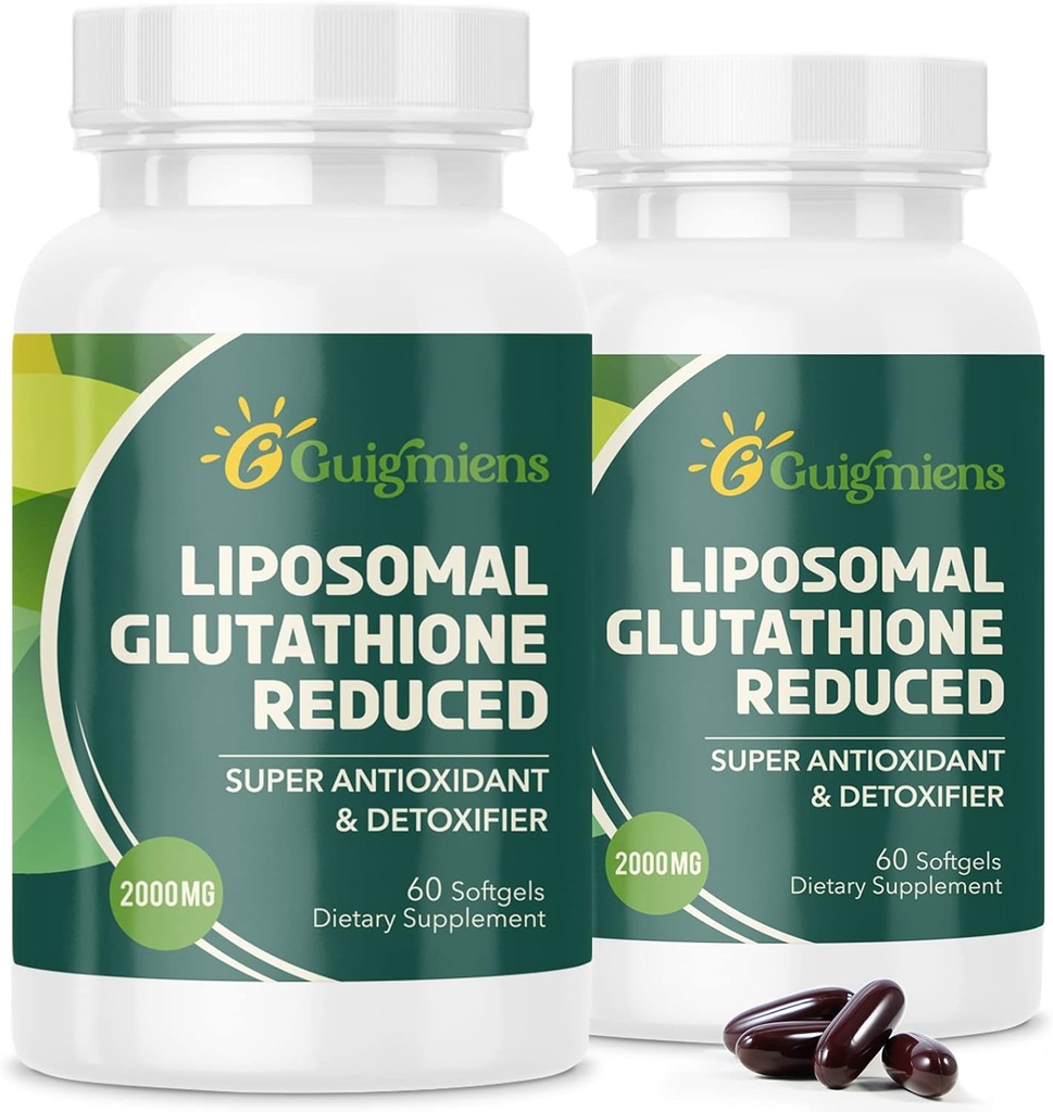 oumebiu Glutathion liposomique 2000 MG, 10x Mieux Absorption, supplément de glutathion avec acide hyaluronique+péptide de collagène+résvératrol, puissant antioxydant, vieillissement de la santé, santé immunitaire, 120 Compte