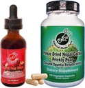 Prickly Pear Nopal Cactus Supplément Combo Pack - Geler l'extrait de fruit de cactus séché - 120 capsules végétales et 2oz gouttes liquides - végétalien, riche en bétalains, et biodisponible