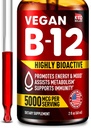 B12 Des gouttes sublinguales de 5000 μg - Fabriquées aux États-Unis - Vitamines Vegan B12 pour l'énergie, l'humeur et la mémoire - Des gouttes sublinguales hautement biodisponibles - Méthylcobalamine pour les femmes et les hommes - 2 fl. oz.