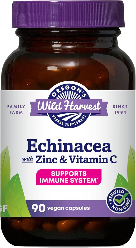 Échinacée sauvage de l'Oregon avec capsules de zinc et de vitamine C, 90 Nombre