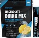 Extreme Electrolyte Drink Mix with Sodium 60mg, Potassium 200mg, Taurine - Hydration Powder, Zero Sugar, Zero Caffeine, Non GMO, Zero Gluten, Low Calorie, Lemon Flavor (20 Packets, 20 Days Supply)