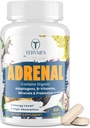 Soutien adrénal Adaptogens Herbes Suppléments - Supplément Cortisol avec Rhodiola Rosea, Ashwagandha, Saint Basile et Eleuthero-Mood et soutien énergétique pour les femmes et les hommes-non-OGM, 60 comprimés végétaliens