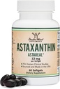Astaxanthine 12mg Max Strength (uniquement breveté Astaxanthine (Astrareal) avec 70+ essais cliniques humains - la marque la plus étudiée au monde)