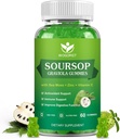 WOGORGT Soursop Graviola Gummies - Soursop Multivitamine Gummies avec 200mg Extrait de mousse de mer pour l'antioxydant, le soutien cellulaire et la régénération, le soutien immunitaire, végétalien, l'arôme de pomme - 60 Gummies
