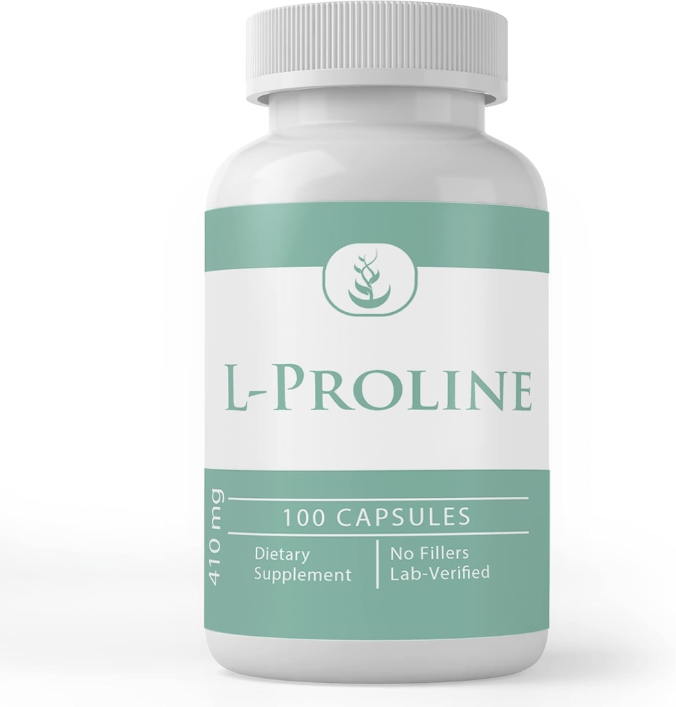 Ingrédients originaux purs L-Proline, (100 capsules) Toujours purs, sans additifs ou remplisseurs, laboratoire vérifié