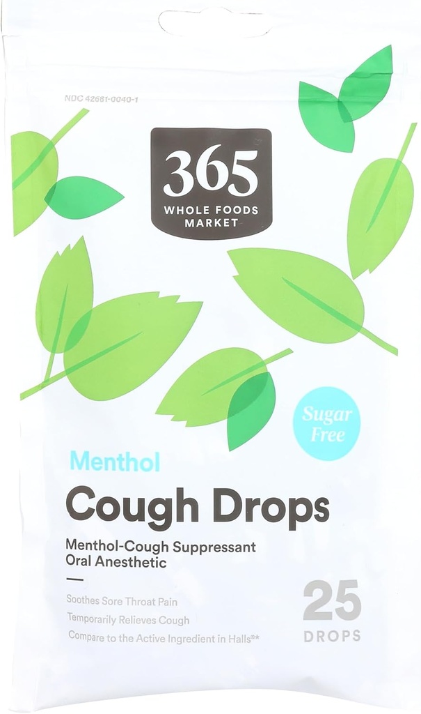 365 by Whole Foods Market, Cough Drops, Sugar Free Menthol, 25 Count