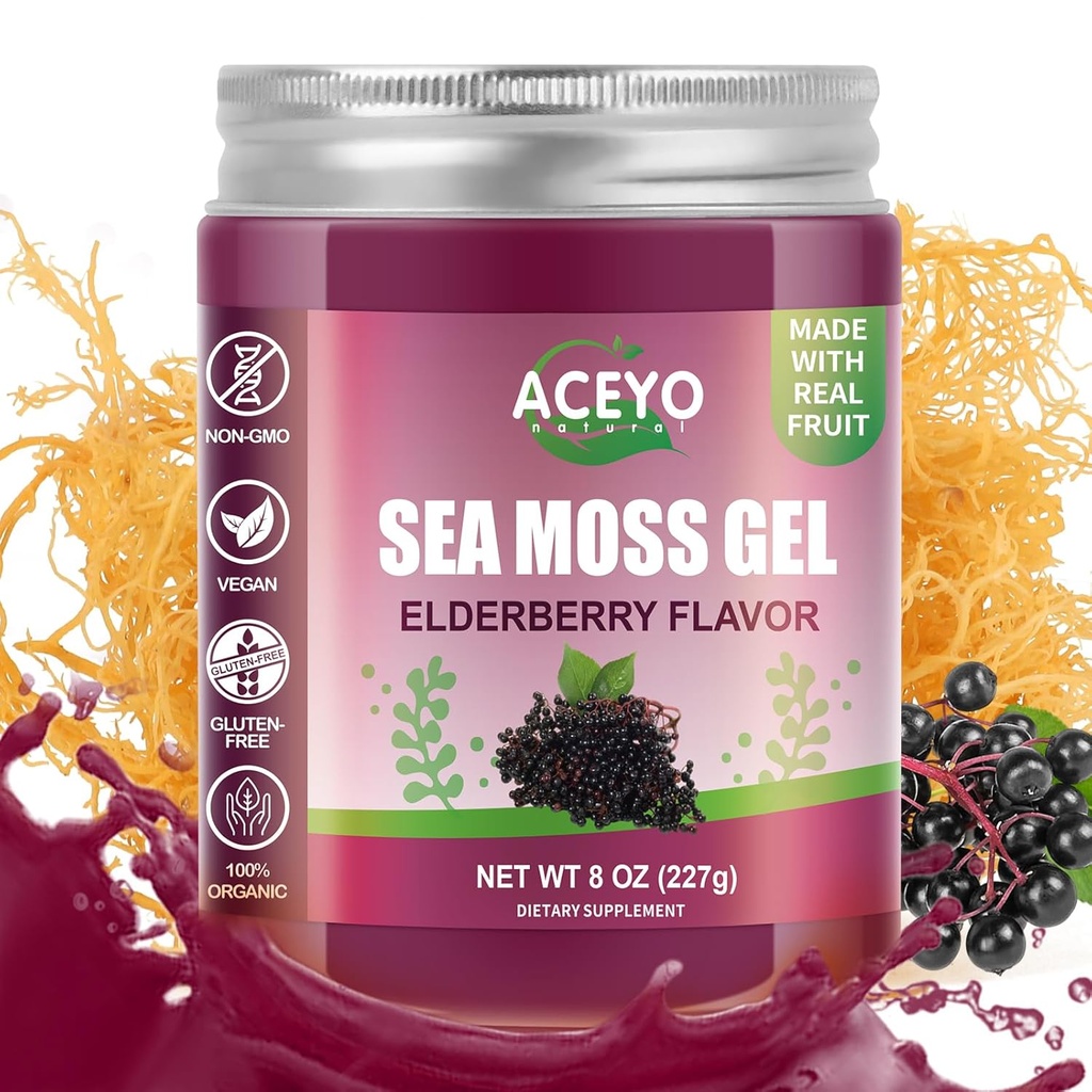 (8 OZ) Gel de mousse de mer biologique crue aromatisée aux ailerons irlandais Seamoss Hommes Femmes Végétaux naturels 102 Vitamines et minéraux Sauvages récoltés non OGM Immune Defense Booster Lung Thyroïde Soutien digestif