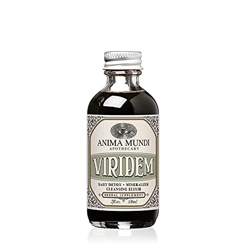 Anima Mundi Apothecary Viridem Verts Detox Elixir - Supplément liquide GI & foie Detox, Nettoyez les herbes naturelles avec la chlorophylle, Moringa + Chlorella organique - Ajouter au jus et aux thés alcalins (2oz)
