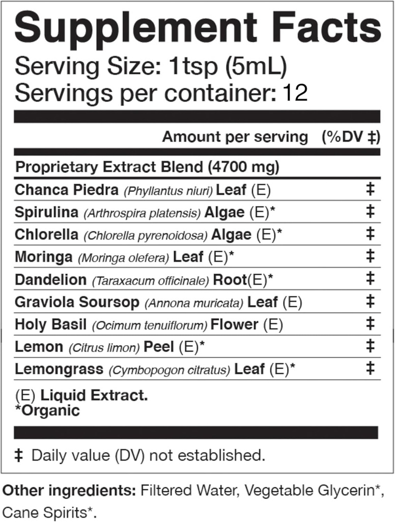 Anima Mundi Apothecary Viridem Verts Detox Elixir - Supplément liquide GI & foie Detox, Nettoyez les herbes naturelles avec la chlorophylle, Moringa + Chlorella organique - Ajouter au jus et aux thés alcalins (2oz)