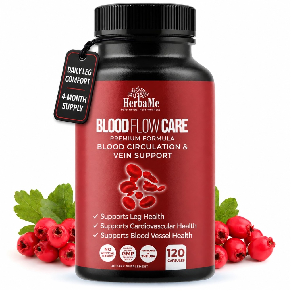 HerbaMe Blood Flow Care Blood Circulation & Leg Vein Support, 120 Capsules