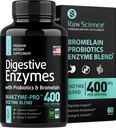 Enzymes digestives avec probiotiques pour les femmes et les hommes Santé digestive - Bloating Relief, Gut Health Suppléments: Bromelain, Papaya Enzyme, Acidophilus Probiotic, Lactase Enzymes for Digestion - 60 pilules