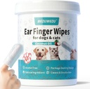 Wipes de doigt nettoyant d'oreille 60 comtes, nettoyant d'oreille de chien, kit de toilettage pour chiens et chats, tampons de nettoyage otiques doux et faciles, enlever la cire, la dirt et l'arrêt Smelly, démangeaison, non irritant, parfum de noix de coco