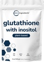 Supplément de glutathion, poudre de glutathion pur avec Inositol, 5 once (9 mois d'approvisionnement), 2 en 1 formule, ingrédients puissants pour les antioxydants, soutient la fonction hépatique, végétalien