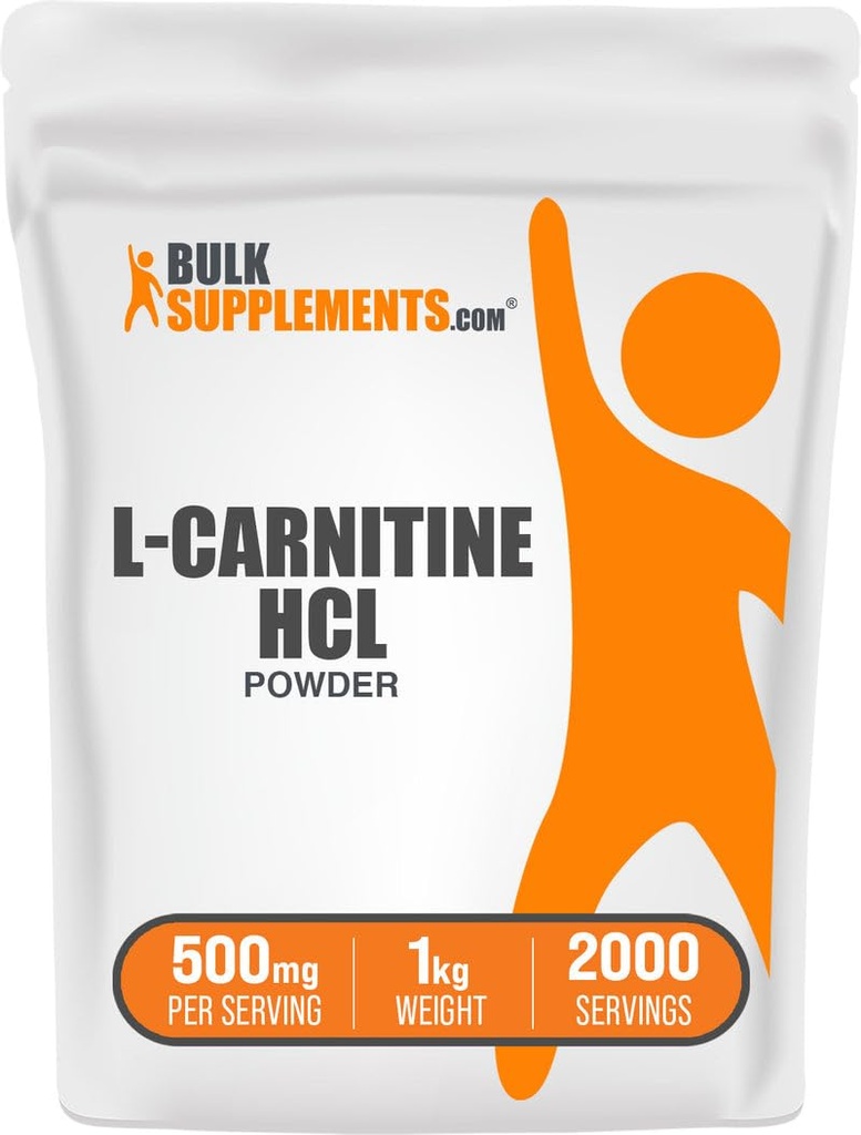 BulkSupplements.com Poudre de HCl L-Carnitine - Supplément de carnitine, poudre de carnitine, L-Carnitine 500mg - Sans aromatisants et sans gluten, 500mg par portion, 1kg (2,2lbs) (paquet de 1)