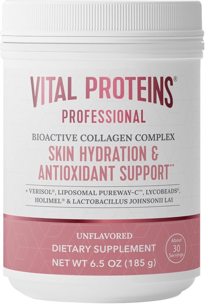 Protéines vitales Hydratation de la peau complexe de collagène bioactif et soutien antioxydant, 6,5 oz