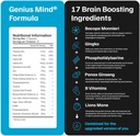 Genius Mind® Nootropic Cerveau Supplément, Soutien Fonction cognitive, Niveaux d'énergie, Focus & Mémoire Fonction - 17 ingrédients pour stimuler le cerveau, y compris la Manille de Lions, Bacopa, Ginkgo & Vitamine B12