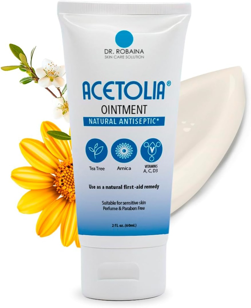 ACETOLIA Onguent de premiers soins – Barrière botanique pour les coupures mineures, brûlures, éclats et bitumes avec huile d'arbre à thé, Arnica, Calendula & Aloe pour apaiser, hydrater et protéger