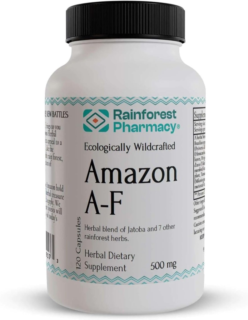 Rainforest Pharmacie A-F supplément à base de plantes avec Jatoba, PAU D-arco, Anamu et Graviola 4 Autres plantes de la forêt tropicale sauvage $ 120 Capsules végétales, 500 mg