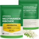 Supplément NAD avec Riboside de Nicotinamide - Resvératrol,Liposomal Nicotinamide Riboside,Quercetin - Supplément NAD haute pureté pour Anti-Age, Focus, Energy 160 Capsules (2 Sac)