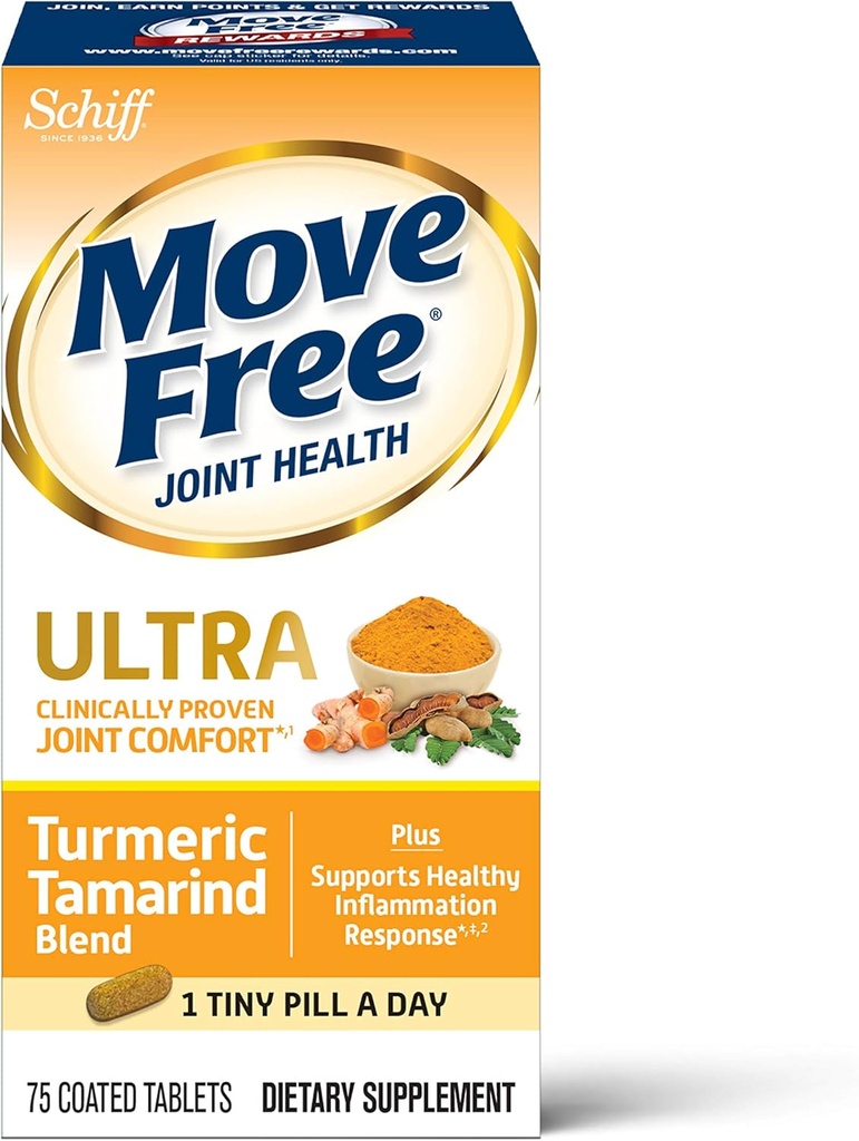 Comprimés de soutien à ultra-turcuma + tamarin, 75 comtes - pour le confort de l'articulation*1, soutient la réponse à l'inflammation en bonne santé*-2, 1 petite pilule par jour, antioxydants