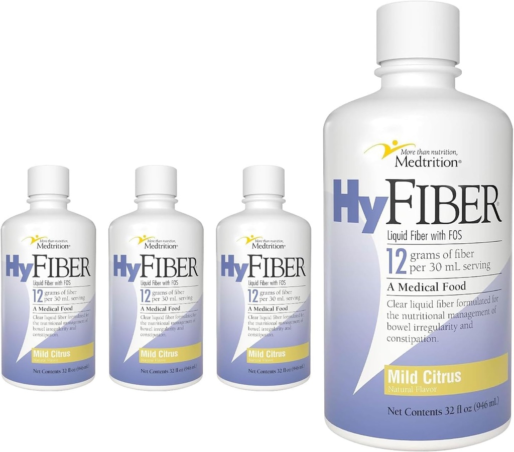 Medtrition Fibre liquide quotidienne HyFiber pour la régularité et les tabourets doux, 12 Grams Fibre soluble, 32 fl oz 4 Pack