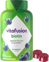 vitafusion Biotine Extra Strength Vitamines Gummy, Berry Saveur, 5 000 mcg Biotine Vitamines, Amérique, Numéro 1 Gummy Vitamine Brand, 50 Jours d'approvisionnement, 100 Compte (emballage peut varier)