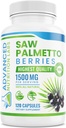 Saw Palmetto Berries & Extract - Supplément de Saw Palmetto de 1500 mg pour les hommes et les femmes - DHT Blocker pour la croissance des cheveux, le soutien de la prostate et la santé urinaire - 120 capsules végétaliennes