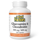 Facteurs naturels, glucosamine et chondritine, soutient des articulations saines et tissu conjonctif, 120 capsules