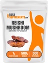 BulkSupplements.com Reishi Poudre d'extrait de champignons - Reishi Poudre de champignons, Supplément pour le bien-être général - Sans gluten, 1g par portion, 500g (1,1 lb) (paquet de 1)