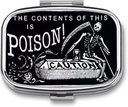 Metal 2 Compartiment Pill Organizer Travel Friendly Portable Compact Box Cute Case to Hold Vitamines/Tylenol/Fish Oil/Supplements/Meds/Tablet (Poison Attention), 1,97 x 0,79 x 0,39 pouce