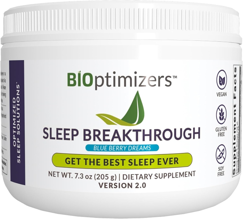 BIOptimizers Sleep Breakthrough 2.0 – Supplément de soutien naturel , calmant aide de secours adultes , Non Habit formant , 202,5 g Powder Blue Berry Dreams