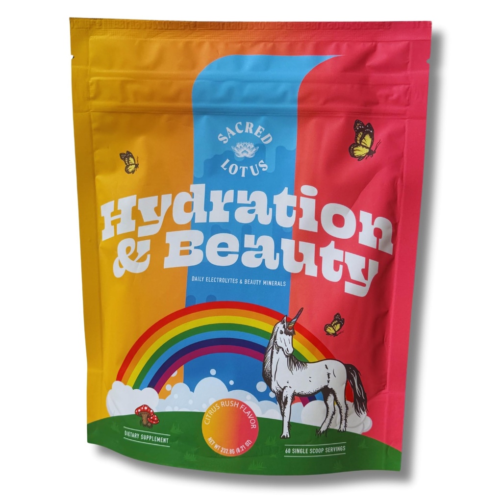 SunLife Organics Poudre d'hydratation et de beauté - Citrus Rush - Mélange de boissons électrolytes - Vitamines et minéraux quotidiens - Magnésium, vitamine C et Niacine