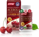 Capsules d'extrait de cerise d'acérola CATALO – Vitamine C de cerises d'acérola, à base végétale, pas de vitamine C synthétique, pas de colorants artificiels ou de conservateurs – 60 capsules végétariennes