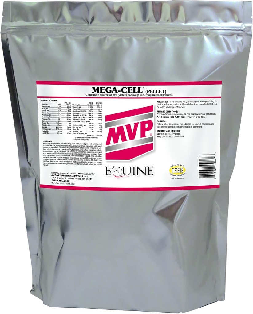 Mega-Cell (10lb) Soutien équilibré en vitamines et minéraux pour chevaux