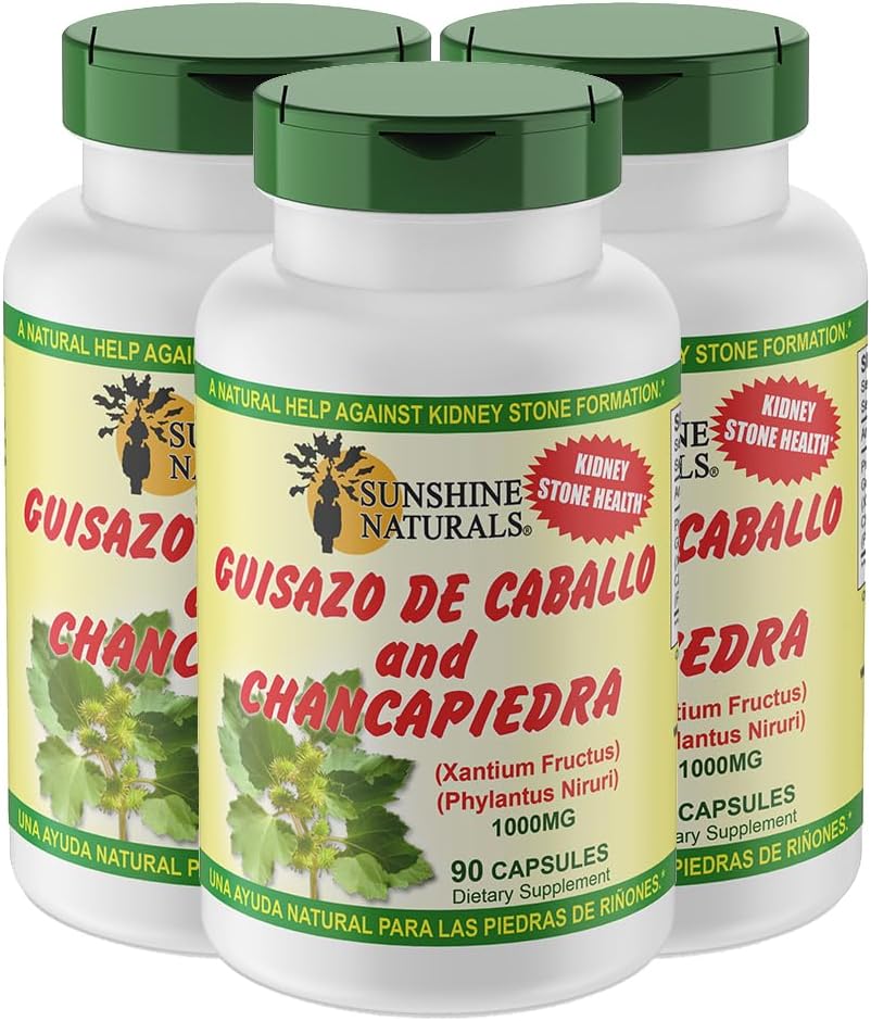 Sunshine Naturals Guisazo & Chancapiedra Herbal Blend, complément alimentaire naturel pour le bien-être, 90 capsules. Boîte de 3
