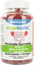 DrFormulas Multivitamine Gummies avec Oméga 3 et probiotiques pour les enfants et les adultes avec vitamine C. Nexabiotique avec vitamine A, C, D3, E, B6, B12 et zinc, biotine, folate.