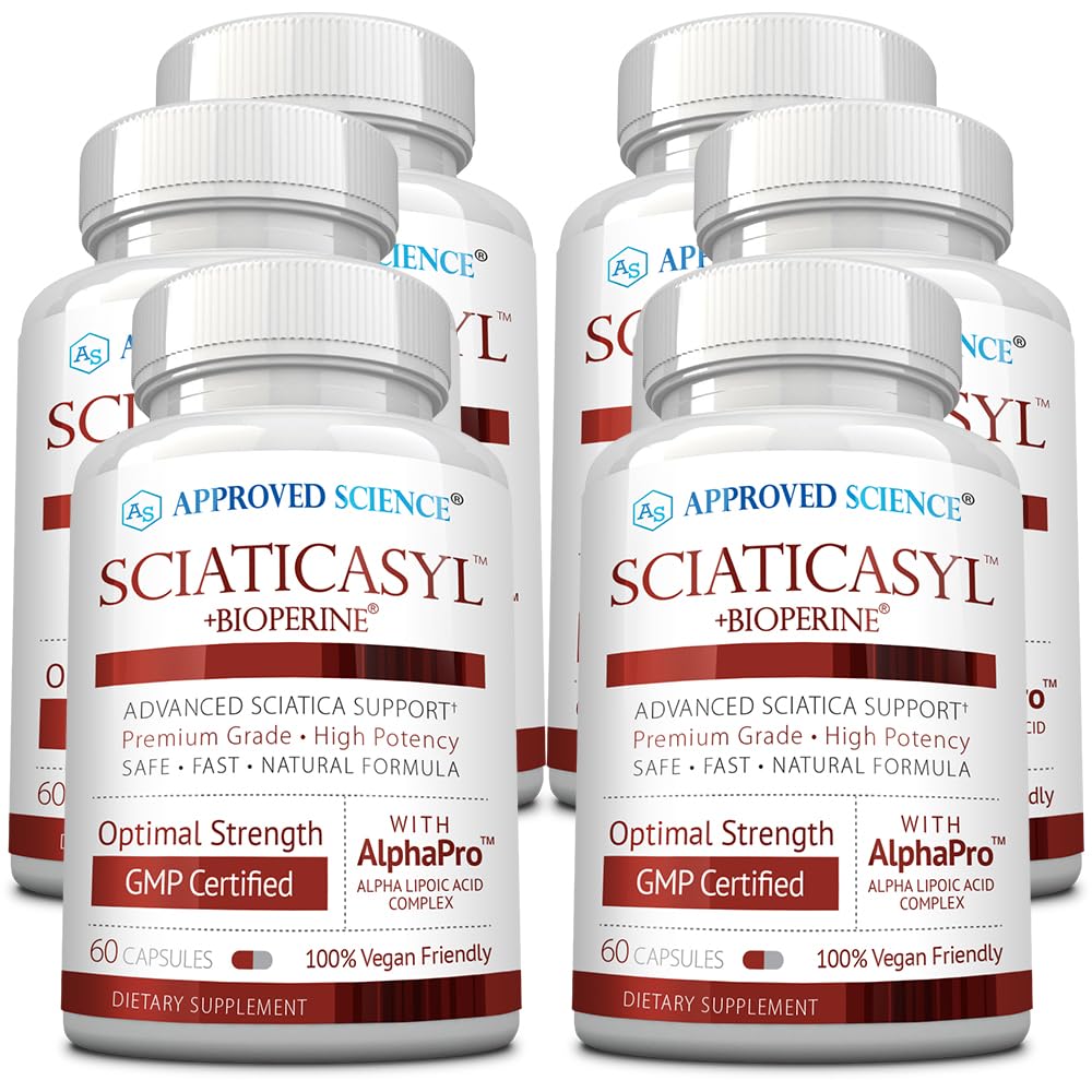 Science approuvée Sciaticasyl - Support optimal sciatique Nerve - Vitamines B, Magnésium, acide alpha-lipoïque, BioPerine - Vegan - 360 capsules