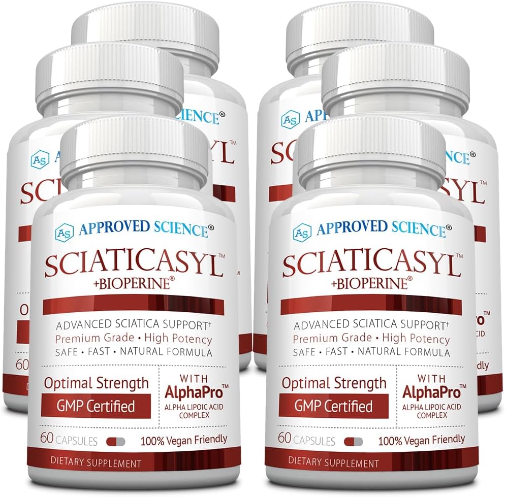 Science approuvée Sciaticasyl - Support optimal sciatique Nerve - Vitamines B, Magnésium, acide alpha-lipoïque, BioPerine - Vegan - 360 capsules