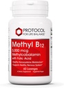 Protocole de méthyle B12 5 000 mcg - Vitamine B12 pour le métabolisme de l'homocystéine* - soutient la santé cérébrale et le système nerveux sain* - Kosher, Halal et végétalien - 60 Lozenges
