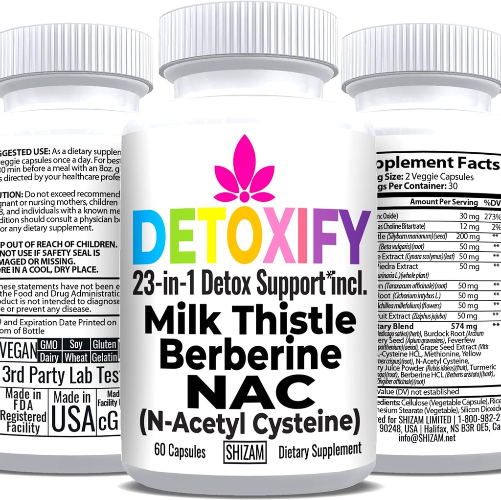 SHIZAM Thistle de lait Supplément NAC N-acétyl Cystéine pour le glutathion.