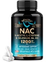 Supplément NAC: Sélénium: B6. B12 - Antioxydant, support immunitaire - N Acetyl Cysteine 600 mg par gélule, 1200 mg par portion - Fabriqué aux États-Unis - Non-OGM, Sans gluten, Vegan - 120 capsules, 2 mois d'approvisionnement
