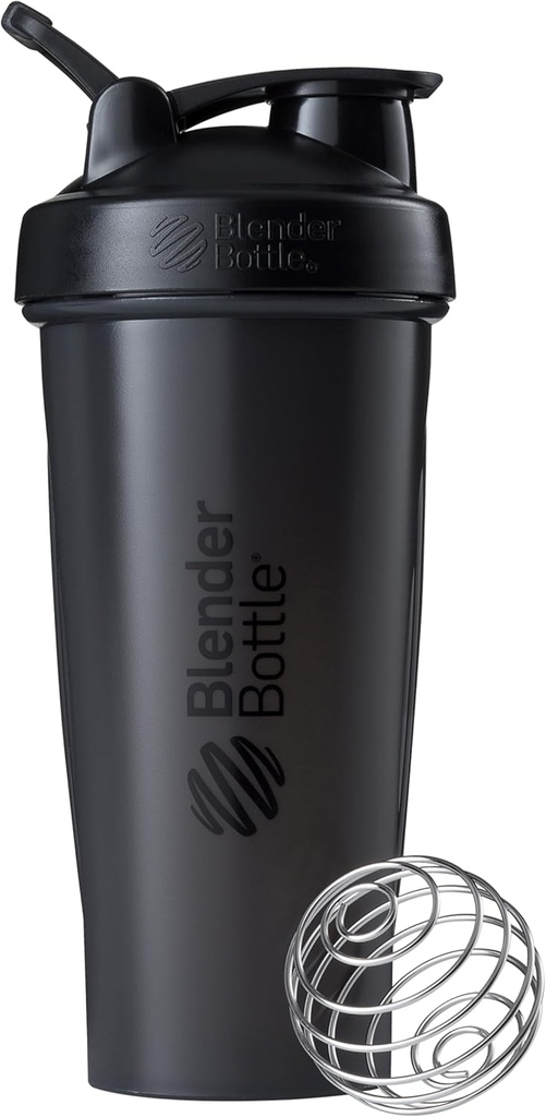 Bouteilles de mélange Classic Shaker Bouteille parfaite pour les shakes protéiques et préentraînement, 28-Ounce, noir