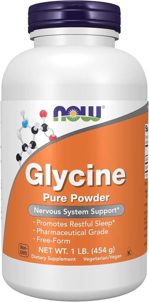 MAINTENANT Aliments suppléments, Glycine Pure Powder, favorise le sommeil reposé*, le soutien des neurotransmetteurs*, 1-Pound