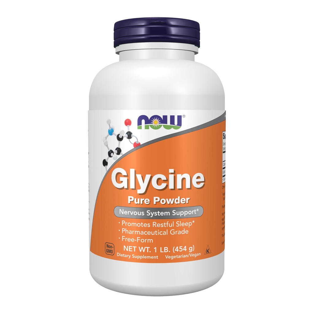 MAINTENANT Aliments suppléments, Glycine Pure Powder, favorise le sommeil reposé*, le soutien des neurotransmetteurs*, 1-Pound