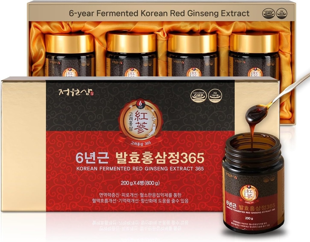 Extrait de ginseng rouge coréen fermenté de 6 ans 9,6 mg de ginsénosides par 15 g d'énergie, de focus, de fatigue, de soutien immunitaire
