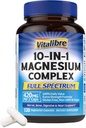 10 en 1 Magnésium complexe, 420mg Magnésium élémentaire, ultra-résistance, absorption maximale Supplément de magnésium chélaté pour le sommeil, les nerfs et la santé cardiaque