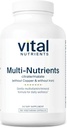 Nutrients vitaux Multi-Nutrients 3= Végétarien Multivitamine=Citrate/Malate Formule=Sans cuivre ou fer=Citrate/Malate Sans supplément multivitaminique, minéral et antioxydant=Gluten, laiterie, sans soja=180 Capsules